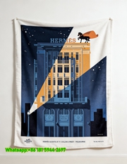 Luxury Hermès Melbourne Building Flannel Wall Hanging Blanket IMG_5457